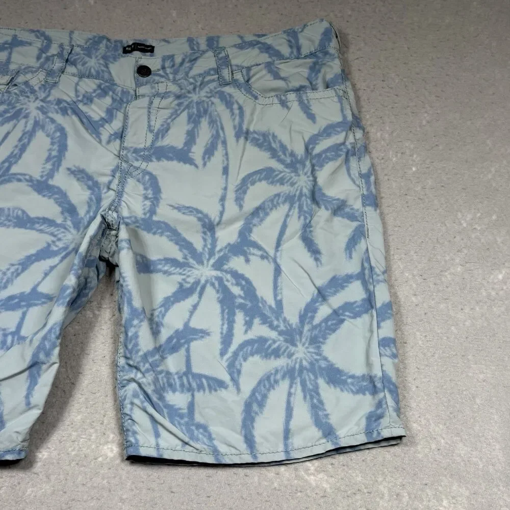 TRUE RELIGION Ricky Board Shorts 12” Swim Trunks Men’s 42 Palm Trees Relaxed Fit